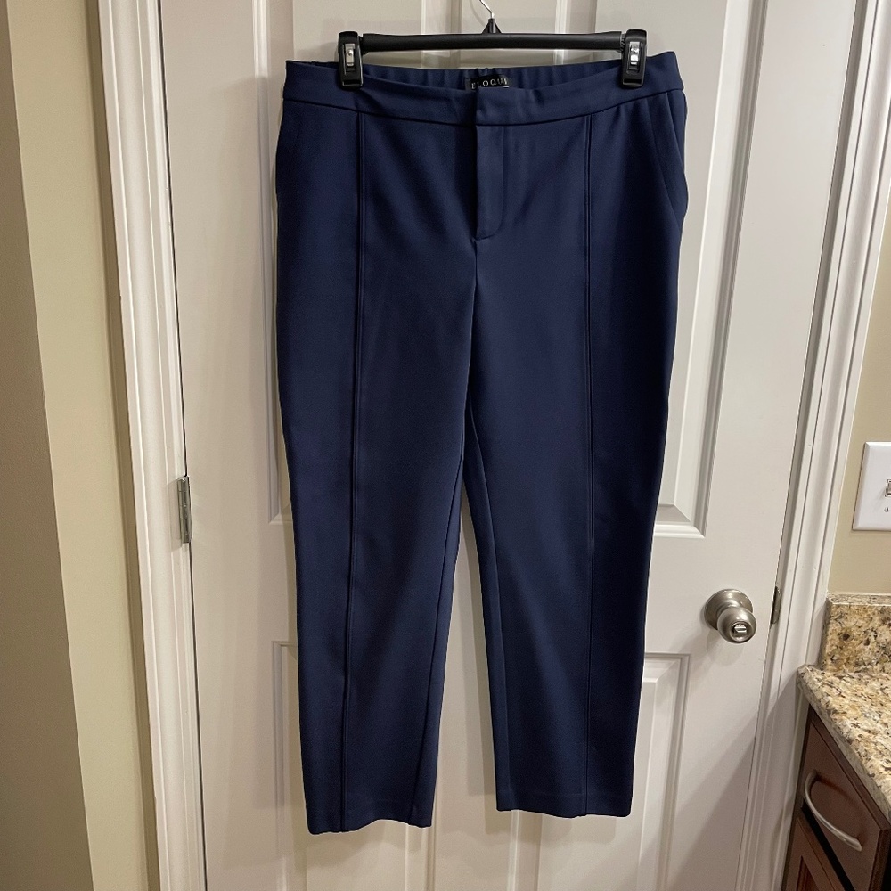 TALL / LONG Eloquii Ultimate Stretch Slim Leg Pant, Navy Blue, Size 16 Long